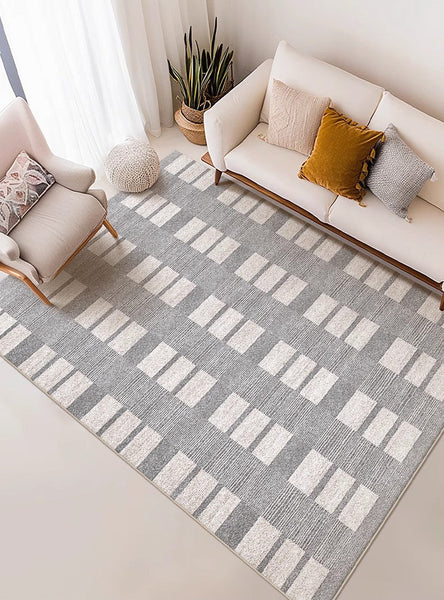 Dining Room Floor Rug, Large Gray Floor Rugs for Living Room, Modern Floor Rugs for Bedroom, Extra Large Geometric Modern Rugs for Office-HomePaintingDecor