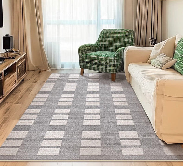 Dining Room Floor Rug, Large Gray Floor Rugs for Living Room, Modern Floor Rugs for Bedroom, Extra Large Geometric Modern Rugs for Office-HomePaintingDecor