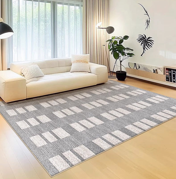 Dining Room Floor Rug, Large Gray Floor Rugs for Living Room, Modern Floor Rugs for Bedroom, Extra Large Geometric Modern Rugs for Office-HomePaintingDecor