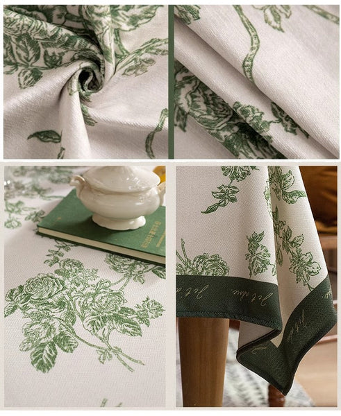 Chenille Flower Tablecloth for Dining Table, Elegant French Style Table Cover for Dining Room Table, Modern Rectangle Tablecloth for Oval Table-HomePaintingDecor