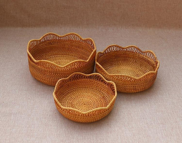 Woven Round Storage Basket, Cute Small Rattan Woven Baskets, Fruit Storage Basket, Storage Baskets for Kitchen-HomePaintingDecor