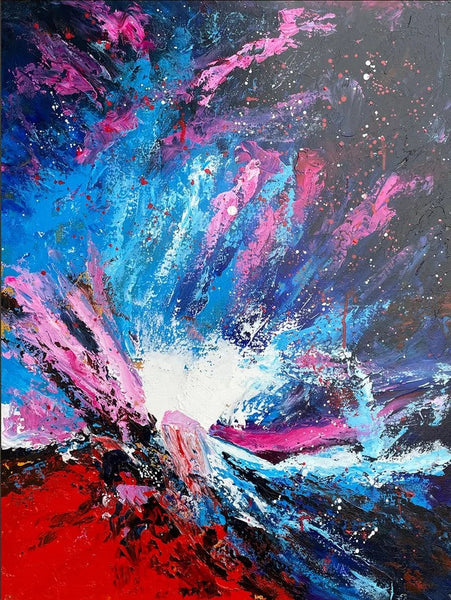 Abstract Paintings Behind Sofa, Contemporary Canvas Wall Art, Buy Paintings Online, Acrylic Paintings for Bedroom, Palette Knife Canvas Art-HomePaintingDecor