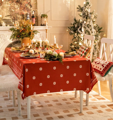 Extra Large Modern Rectangular Tablecloth for Dining Room Table, Christmas Edelweiss Table Covers, Square Tablecloth for Kitchen, Large Tablecloth for Round Table-HomePaintingDecor