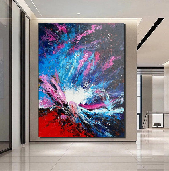 Abstract Paintings Behind Sofa, Contemporary Canvas Wall Art, Buy Paintings Online, Acrylic Paintings for Bedroom, Palette Knife Canvas Art-HomePaintingDecor