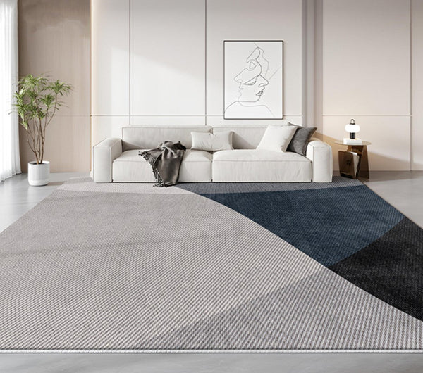 Blue Contemporary Modern Rugs, Geometric Contemporary Rugs Next to Bed, Modern Rugs for Living Room, Contemporary Rugs for Dining Room-HomePaintingDecor