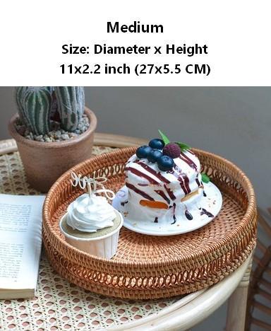 Woven Round Storage Basket, Rattan Stroage Baskets, Storage Baskets for Kitchen, Storage Baskets for Dining Room-HomePaintingDecor