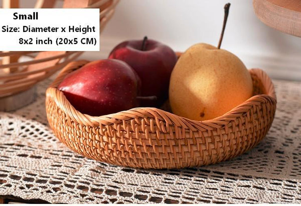 Woven Round Storage Basket, Rattan Storage Basket, Fruit Basket, Storage Baskets for Kitchen-HomePaintingDecor