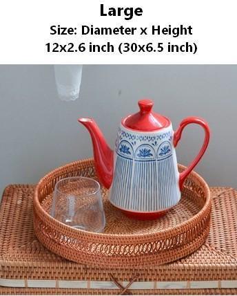 Woven Round Storage Basket, Rattan Stroage Baskets, Storage Baskets for Kitchen, Storage Baskets for Dining Room-HomePaintingDecor