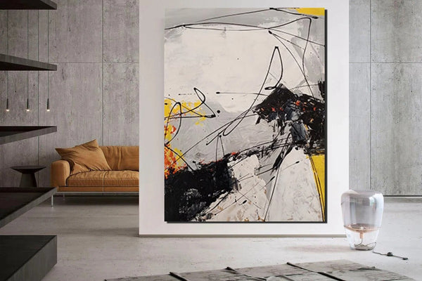 Dining Room Canvas Painting, Large Canvas Painting for Office, Simple Modern Acrylic Paintings, Contemporary Modern Artwork-HomePaintingDecor