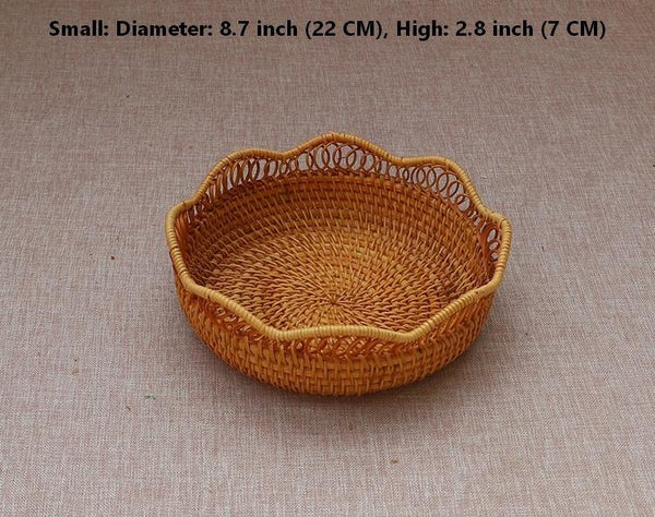 Woven Round Storage Basket, Cute Small Rattan Woven Baskets, Fruit Storage Basket, Storage Baskets for Kitchen-HomePaintingDecor