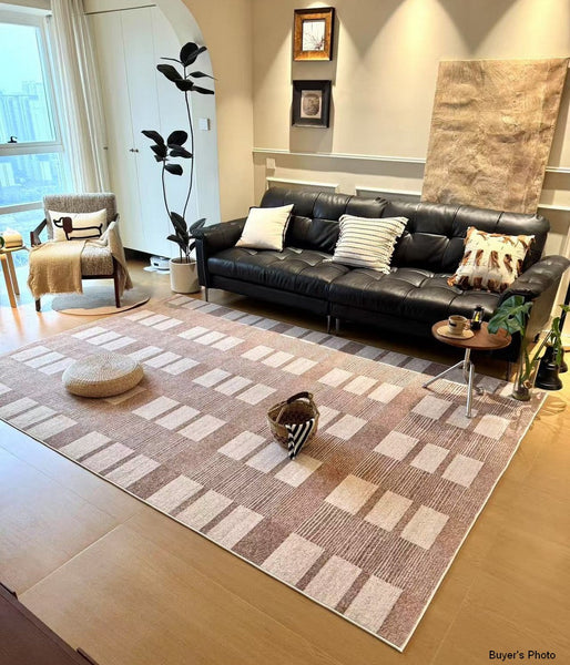 Contemporary Abstract Rugs under Dining Room Table, Mid Century Modern Rugs for Bedroom, Large Modern Rugs for Living Room-HomePaintingDecor