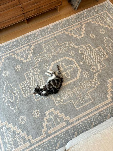 Contemporary Abstract Rugs Next to Bed, Geometric Modern Carpets for Office, Vintage Soft Turkish Rug for Living Room, Large Modern Rugs under Dining Room Table-HomePaintingDecor