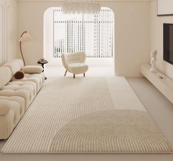 Cream Color Modern Rugs for Living Room, Soft Modern Rug for Bedroom, Geometric Contemporary Rugs for Dining Room, Modern Rugs for Sale-HomePaintingDecor