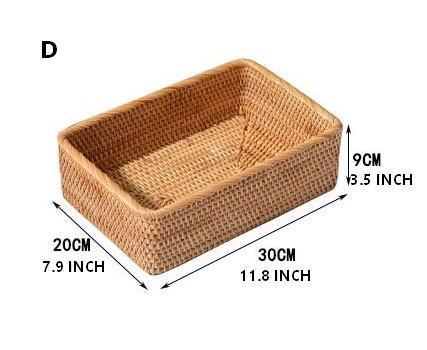 Woven Rectangular Basket for Shelves, Rattan Storage Basket, Storage Baskets for Bathroom, Woven Baskets for Living Room-HomePaintingDecor