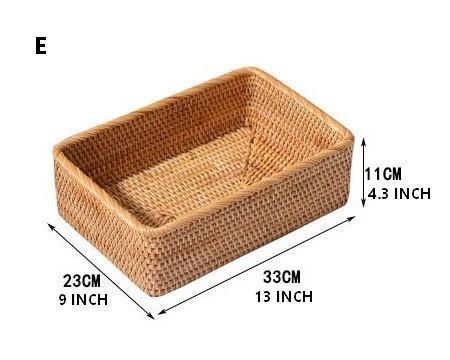 Woven Rectangular Basket for Shelves, Rattan Storage Basket, Storage Baskets for Bathroom, Woven Baskets for Living Room-HomePaintingDecor