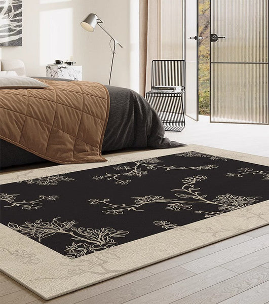 Bedroom Modern Rugs, French Style Flower Pattern Rugs for Interior Design, Contemporary Modern Rugs under Dining Room Table, Flower Pattern Modern Rugs for Living Room-HomePaintingDecor
