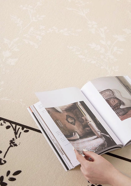 Contemporary Modern Rugs under Dining Room Table, Bedroom Modern Rugs, French Style Rugs for Interior Design, Flower Pattern Modern Rugs for Living Room-HomePaintingDecor