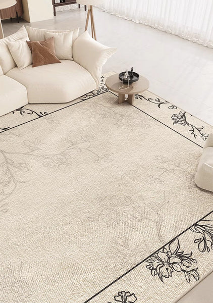 Contemporary Modern Rugs under Dining Room Table, Bedroom Modern Rugs, French Style Rugs for Interior Design, Flower Pattern Modern Rugs for Living Room-HomePaintingDecor