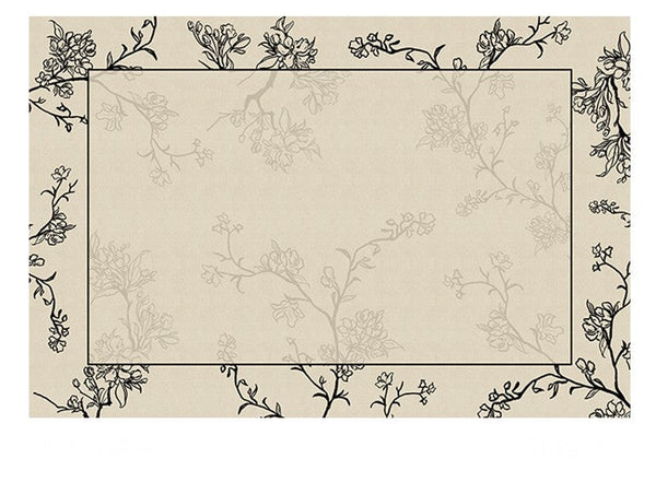 Contemporary Modern Rugs under Dining Room Table, Bedroom Modern Rugs, French Style Rugs for Interior Design, Flower Pattern Modern Rugs for Living Room-HomePaintingDecor