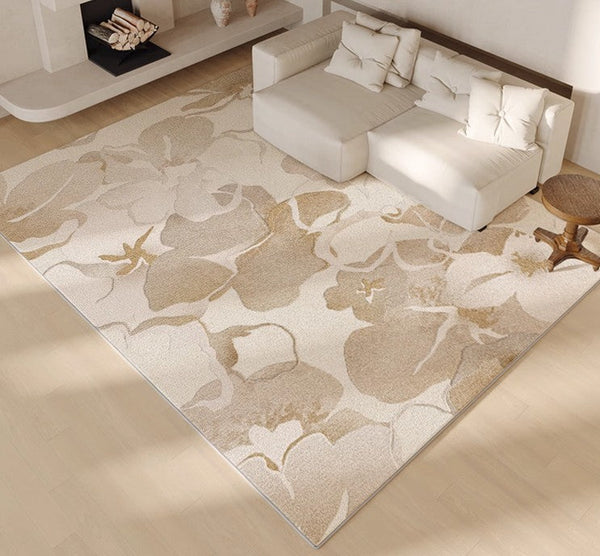 Bedroom Modern Soft Rugs, French Style Modern Rugs for Interior Design, Contemporary Modern Rugs under Dining Room Table, Flower Pattern Modern Rugs for Living Room-HomePaintingDecor