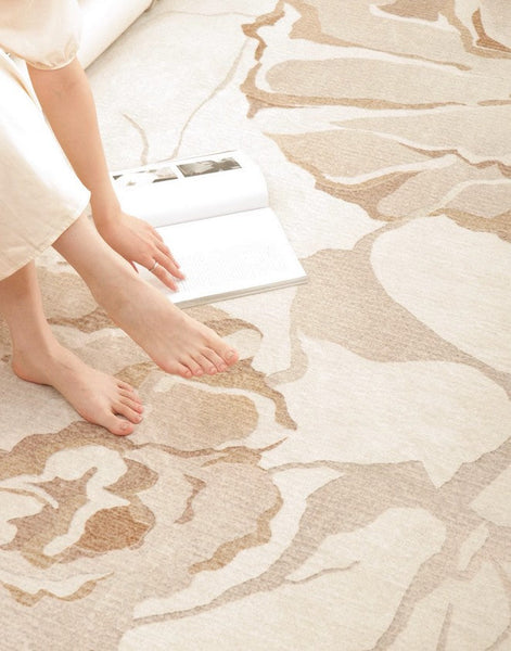 Bedroom Modern Soft Rugs, French Style Modern Rugs for Interior Design, Contemporary Modern Rugs under Dining Room Table, Flower Pattern Modern Rugs for Living Room-HomePaintingDecor