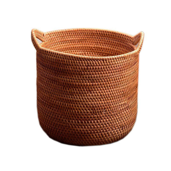 Wicker Woven Storage Baskets, Kitchen Storage Baskets, Rattan Storage Basket, Round Storage Basket for Bathroom-HomePaintingDecor