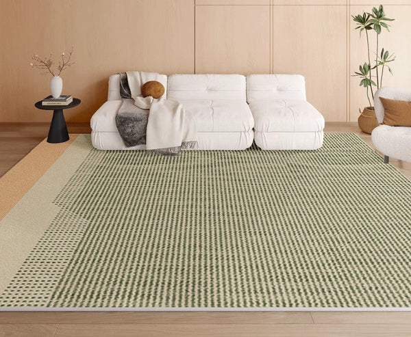 Contemporary Abstract Rugs for Dining Room, Living Room Modern Rug Ideas, Bedroom Floor Rugs, Green Abstract Rugs for Living Room-HomePaintingDecor