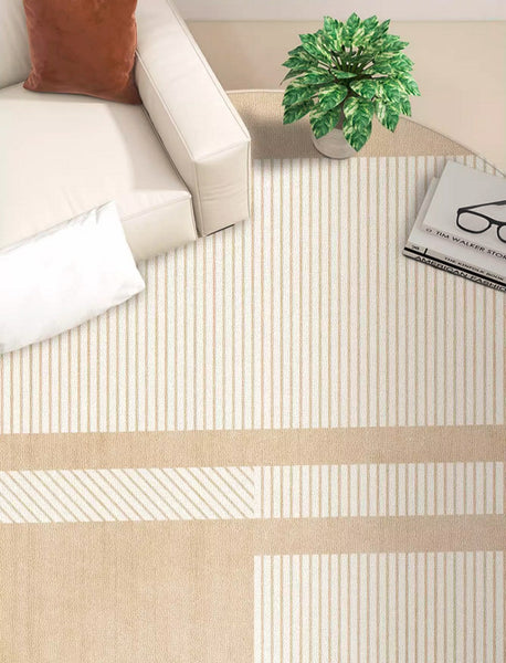 Contemporary Round Rugs, Bedroom Modern Round Rugs, Circular Modern Rugs under Dining Room Table, Geometric Modern Rug Ideas for Living Room-HomePaintingDecor