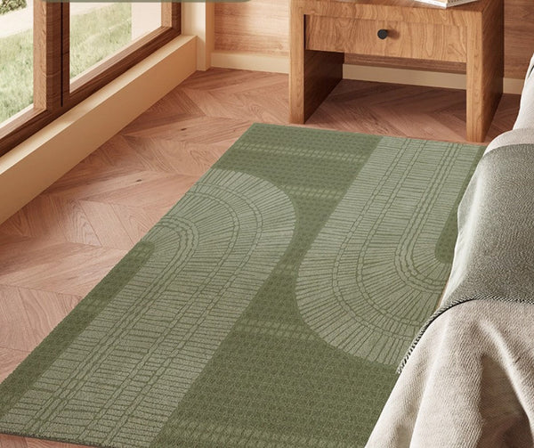 Dining Room Floor Rugs, Modern Rug Ideas for Living Room, Green Modern Rugs under Sofa, Abstract Contemporary Rugs for Bedroom-HomePaintingDecor