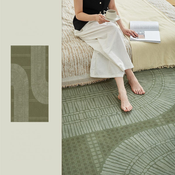 Dining Room Floor Rugs, Modern Rug Ideas for Living Room, Green Modern Rugs under Sofa, Abstract Contemporary Rugs for Bedroom-HomePaintingDecor