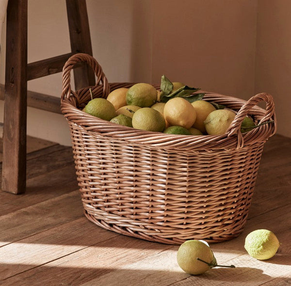 Willow Weaving Baskets for Vegetable, Natural Fruit Basket, Kitchen Storage Baskets, Large Picnic Food Basket with Handle, Natural Hand-woven Wicker Storage Basket-HomePaintingDecor