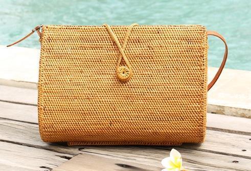 Woven Rattan Handbag, Natural Fiber Handbag, Small Rustic Handbag, Handmade Rattan Handbag for Outdoors-HomePaintingDecor