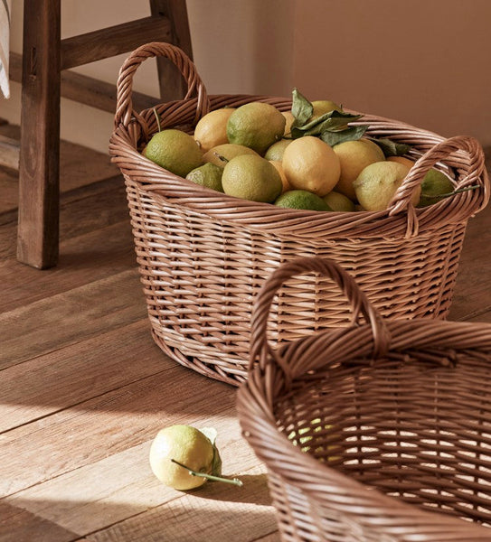 Willow Weaving Baskets for Vegetable, Natural Fruit Basket, Kitchen Storage Baskets, Large Picnic Food Basket with Handle, Natural Hand-woven Wicker Storage Basket-HomePaintingDecor