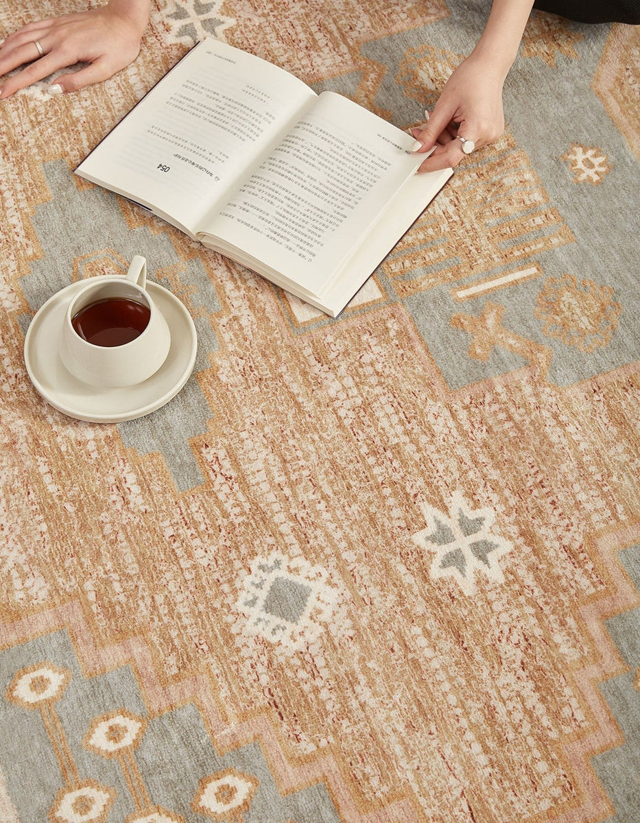 Vintage Soft Turkish Rug for Living Room, Large Modern Rugs under