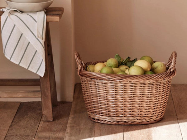 Willow Weaving Baskets for Vegetable, Natural Fruit Basket, Kitchen Storage Baskets, Large Picnic Food Basket with Handle, Natural Hand-woven Wicker Storage Basket-HomePaintingDecor