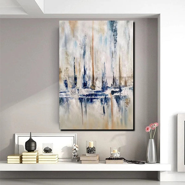 Large Wall Art for Living Room, Acrylic Canvas Paintings, Abstract Sail Boat Painting, Modern Wall Art Paintings, Contemporary Painting-HomePaintingDecor