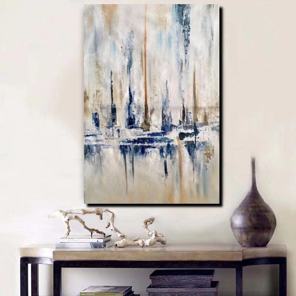 Large Wall Art for Living Room, Acrylic Canvas Paintings, Abstract Sail Boat Painting, Modern Wall Art Paintings, Contemporary Painting-HomePaintingDecor