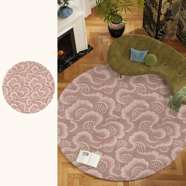 Contemporary Modern Rugs, Mid Century Round Modern Rugs under Chairs, Bedroom Abstract Modern Area Rugs, Geometric Round Rugs for Dining Room-HomePaintingDecor