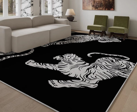 Tiger Black Contemporary Modern Rugs, Modern Rugs for Living Room, Abstract Contemporary Rugs Next to Bed, Modern Rugs for Dining Room-HomePaintingDecor