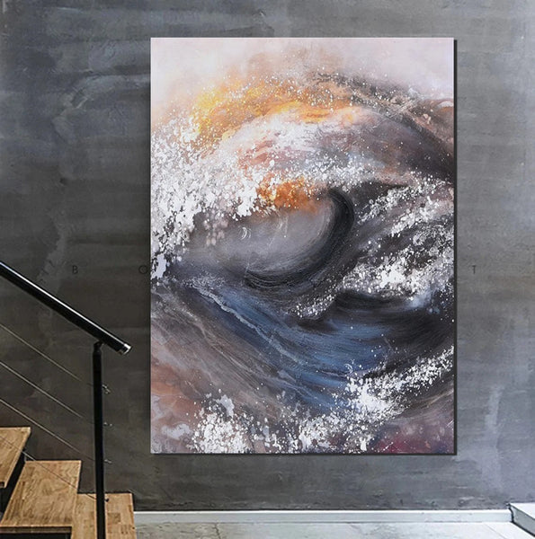 Living Room Modern Paintings, Big Wave Painting, Acrylic Canvas Paintings, Large Painting on Canvas, Modern Abstract Painting-HomePaintingDecor