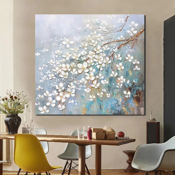 Abstract Flower Painting, Extra Large Abstract Paintings on Canvas, Hand Painted Abstract Painting, Bedroom Wall Art Ideas, Heavy Texture Painting-HomePaintingDecor