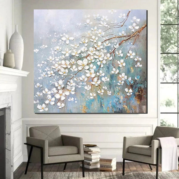 Abstract Flower Painting, Extra Large Abstract Paintings on Canvas, Hand Painted Abstract Painting, Bedroom Wall Art Ideas, Heavy Texture Painting-HomePaintingDecor