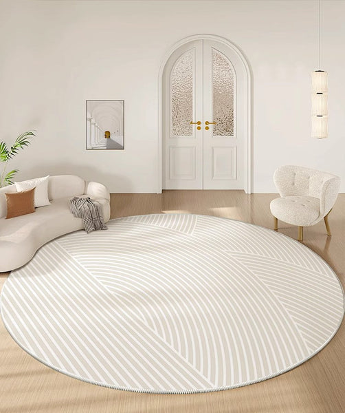 Abstract Modern Area Rugs for Bedroom, Geometric Round Rugs for Dining Room, Circular Modern Rugs under Chairs, Contemporary Modern Rug for Living Room-HomePaintingDecor