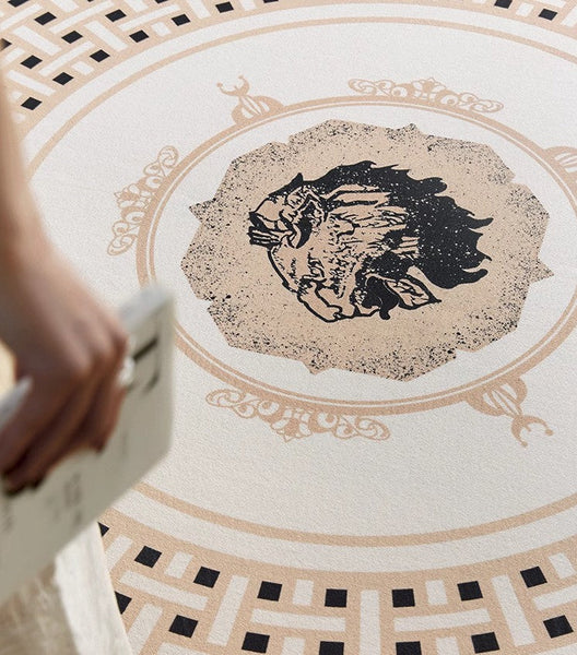 Contemporary Round Rugs, Bedroom Modern Round Rugs, Modern Rug Ideas for Living Room, Circular Modern Rugs under Dining Room Table-HomePaintingDecor