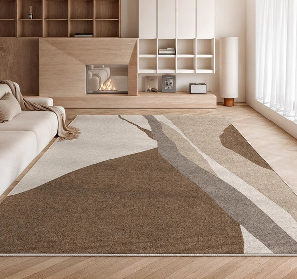 Elegant Modern Area Rugs under Sofa, Dining Room Floor Rugs, Abstract Contemporary Rugs for Bedroom, Mid Century Area Rugs for Living Room-HomePaintingDecor