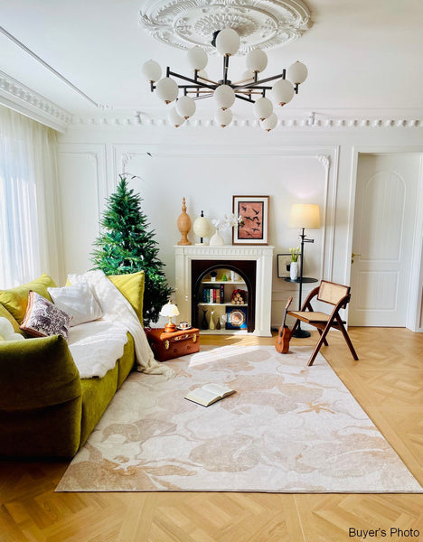 Bedroom Modern Soft Rugs, French Style Modern Rugs for Interior Design, Contemporary Modern Rugs under Dining Room Table, Flower Pattern Modern Rugs for Living Room-HomePaintingDecor