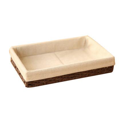 Woven Straw Storage Basket with Linen Lining, Storage Basket for Food, Rectangle Storage Basket for Kitchen-HomePaintingDecor