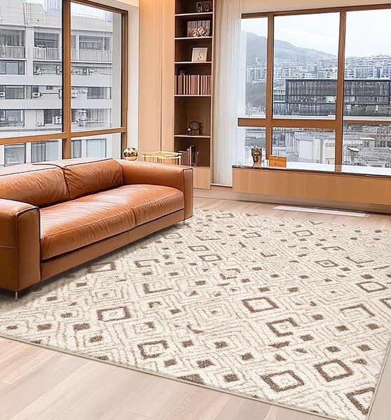 Contemporary Area Rugs for Bedroom, Geometric Modern Rugs for Dining Room, Dining Room Floor Carpets, Mid Century Modern Living Room Rugs-HomePaintingDecor
