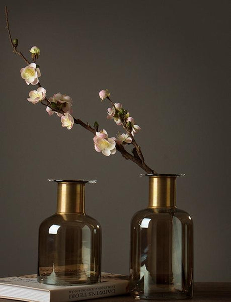 White and Pink Plum Artificial Flowers, Artificial Botany Plants, Silk Flower Arrangement, Plum Flower, Simple Flower Arrangement for Home Decoration-HomePaintingDecor