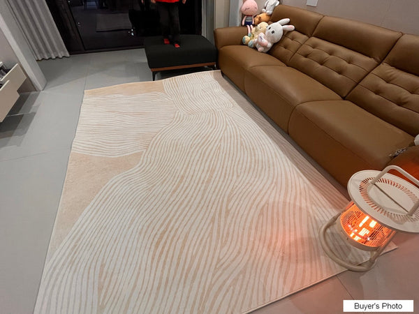 Cream Color Modern Living Room Rugs, Dining Room Modern Rugs, Thick Soft Floor Carpets for Living Room, Soft Contemporary Rugs for Bedroom-HomePaintingDecor